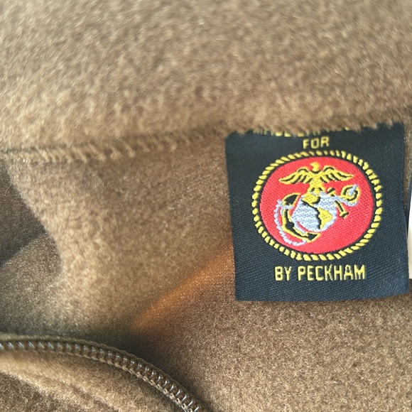 Peckham USMC US Marine Corps Polartec Pullover Fleece MEDIUM Brown 1/2 Zip - Picture 3 of 5